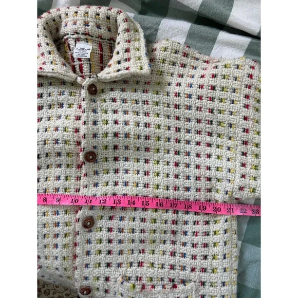Las Americas 100% Wool Confetti Knit Button Cardigan Jacket Made in Ecuador - Picture 8 of 10